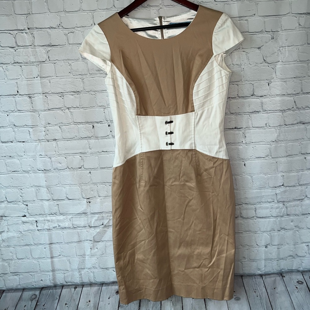 Antonio Melani Tan & White sleeveless dress size 6 - Picture 4 of 16